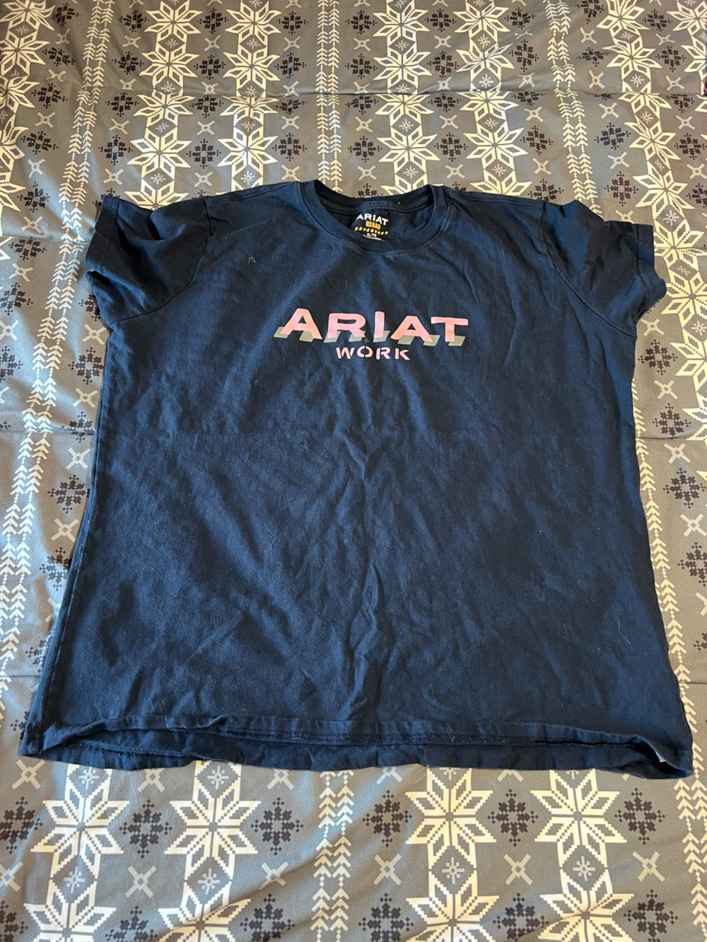 Ariat Navy Tee with Pink Gradient Logo